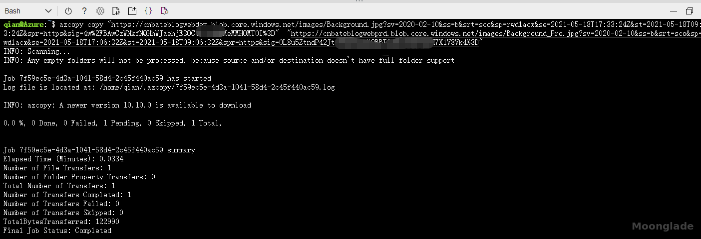 Azure Storage 利用 azCopy 复制迁移数据 